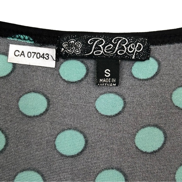 BeBop Black Teal Blue Polka Dot Dress Size Small Stretchy Sundress Summer Tank - Picture 5 of 8